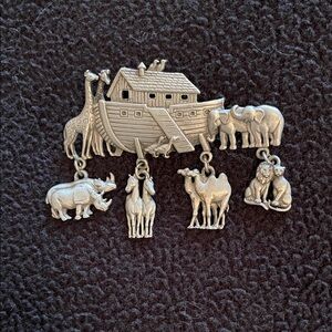 Pewter Noah's Ark Animal Brooch